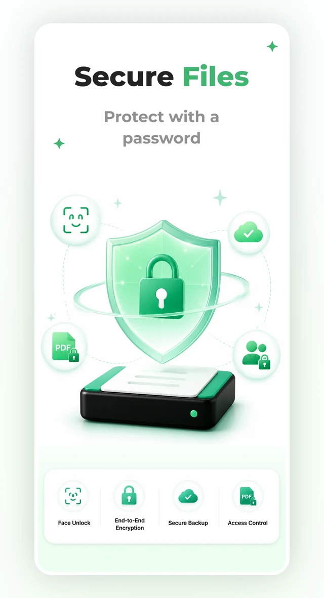 DocuSwift secure file protection with password and access control visuals